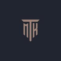 MK initial logo monogram with pillar icon design vector