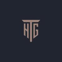 HG initial logo monogram with pillar icon design vector