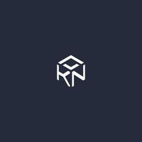 KN initial hexagon logo design vector