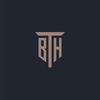 BH initial logo monogram with pillar icon design vector