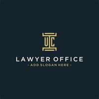 VC initial logo monogram design for legal, lawyer, attorney and law firm vector