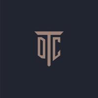 DC initial logo monogram with pillar icon design vector