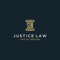 SB initial logo monogram design for legal, lawyer, attorney and law firm vector