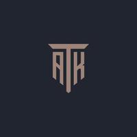 AK initial logo monogram with pillar icon design vector