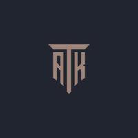 AK initial logo monogram with pillar icon design vector