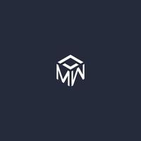 MW initial hexagon logo design vector