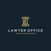 diseño de monograma de logotipo inicial de ui para vector legal, abogado, abogado y bufete de abogados