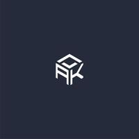 AK initial hexagon logo design vector