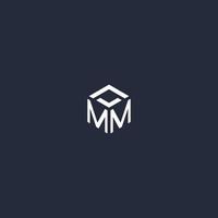 MM initial hexagon logo design vector