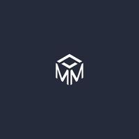 MM initial hexagon logo design vector