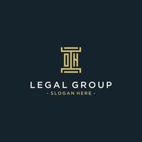 OH initial logo monogram design for legal, lawyer, attorney and law firm vector