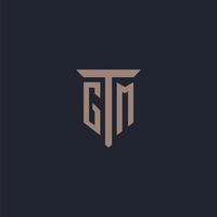 GM initial logo monogram with pillar icon design vector