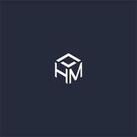 HM initial hexagon logo design vector