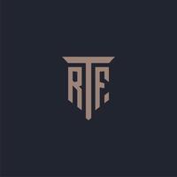 monograma de logotipo inicial rf con diseño de icono de pilar vector