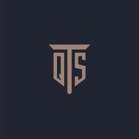 QS initial logo monogram with pillar icon design vector