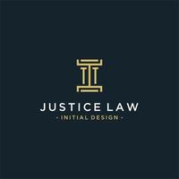 TT initial logo monogram design for legal, lawyer, attorney and law firm vector