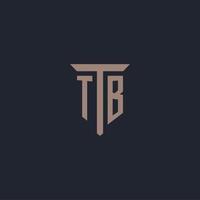 TB initial logo monogram with pillar icon design vector