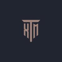 XM initial logo monogram with pillar icon design vector