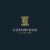 AU initial logo monogram design for legal, lawyer, attorney and law firm vector