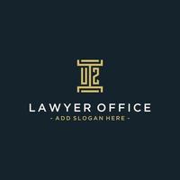 UZ initial logo monogram design for legal, lawyer, attorney and law firm vector