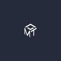 MT initial hexagon logo design vector