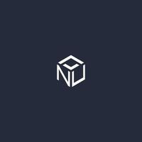 NU initial hexagon logo design vector