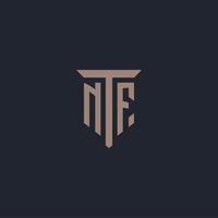 NF initial logo monogram with pillar icon design vector