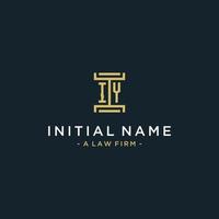 IY initial logo monogram design for legal, lawyer, attorney and law firm vector