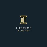 KT initial logo monogram design for legal, lawyer, attorney and law firm vector