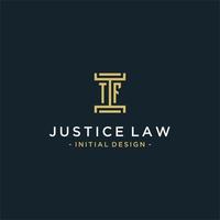 TF initial logo monogram design for legal, lawyer, attorney and law firm vector