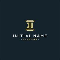 JV initial logo monogram design for legal, lawyer, attorney and law firm vector