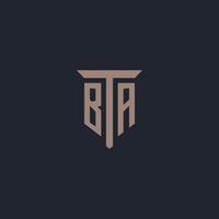 BA initial logo monogram with pillar icon design vector