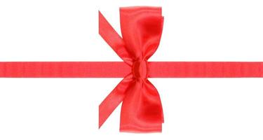 symmetric red bow with horizontal cuts on ribbon photo