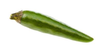 single fresh green ripe chili pepper isolated photo