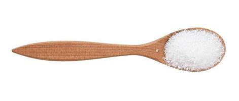 top view of crystalline citric acid in wood spoon photo