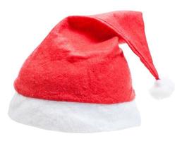 gorro rojo de santa claus de navidad aislado en blanco foto