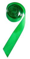 green satin decorative ribbon isolated photo