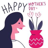 Cute and Happy Woman in Mother's Day vector