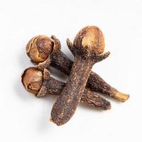 few whole dried cloves close up on gray photo