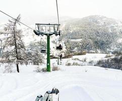 ski lift in skiing area Via Lattea, Italy photo