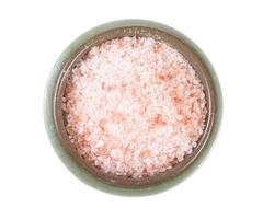 top view of ceramic salt cellar with pink Salt photo