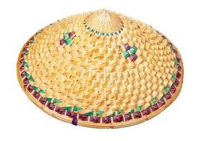 Asian conical straw hat isolated on white photo