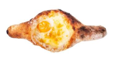 top view of Adjarian khachapuri with yolk isolated photo