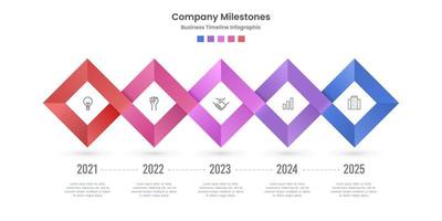 Infographic timeline 5 years. gradient diamond pattern style vector