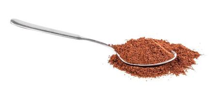 spoon with freshly ground coffee in isolated photo
