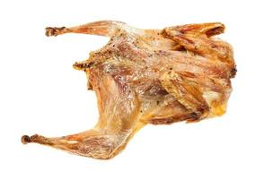 roasted whole flattened quail isolated on white photo