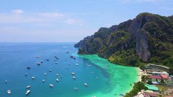 High angle view of Phi Phi Island, relaxing by the sea in Phuket, Thailand. video