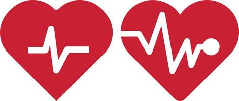 red Heartbeat line with the shape of a heart. heart beat pulse flat icon vector