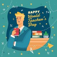 Male Teacher Celebrates Teacher's Day vector