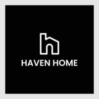 initial letter h and home logo design vector